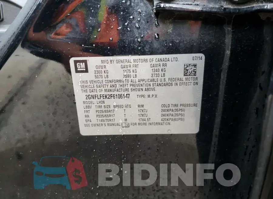 2GNFLFEK2F6106147 Photo# 13