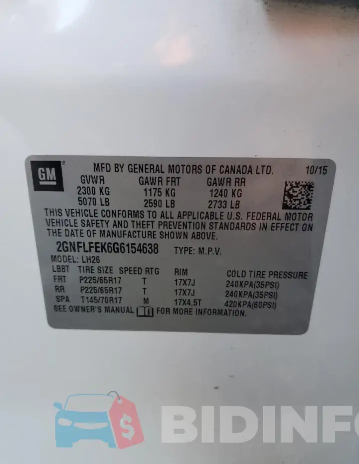 2GNFLFEK6G6154638 Photo# 13