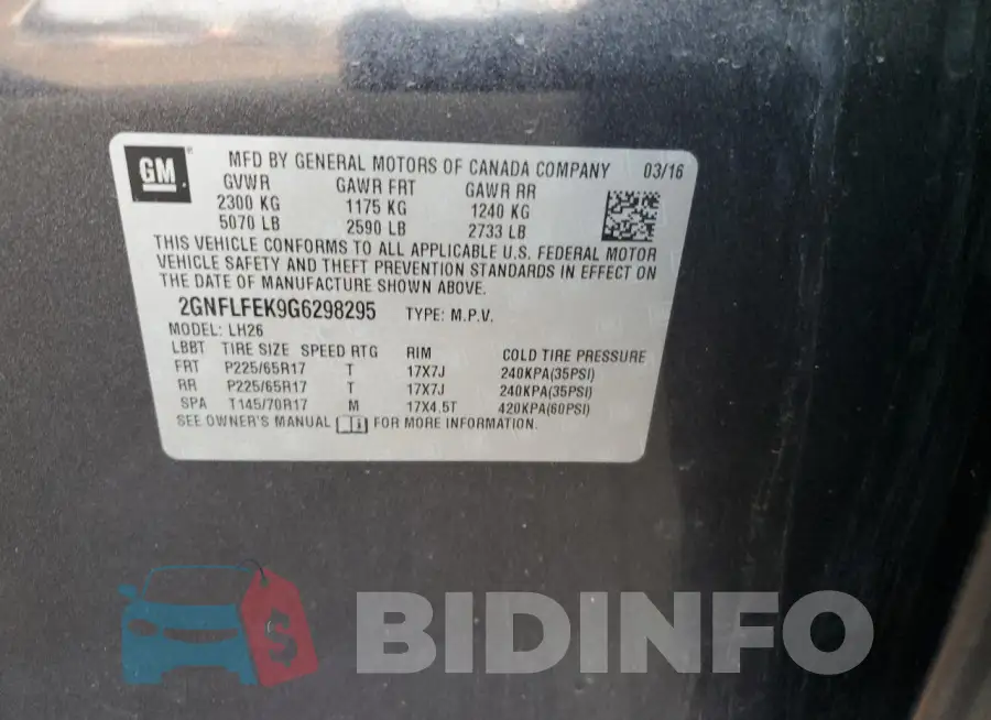 2GNFLFEK9G6298295 Photo# 12