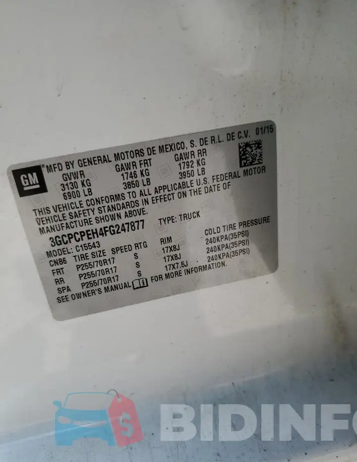 3GCPCPEH4FG247877 Photo# 12