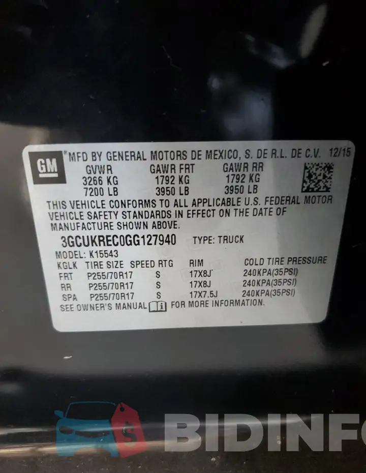 3GCUKREC0GG127940 Photo# 13