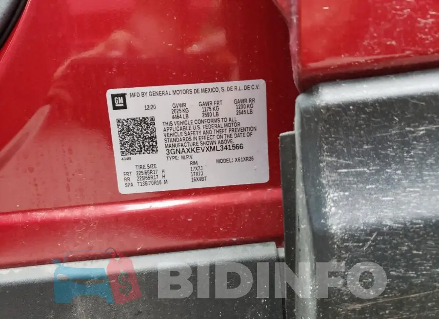 3GNAXKEVXML341566 Photo# 13