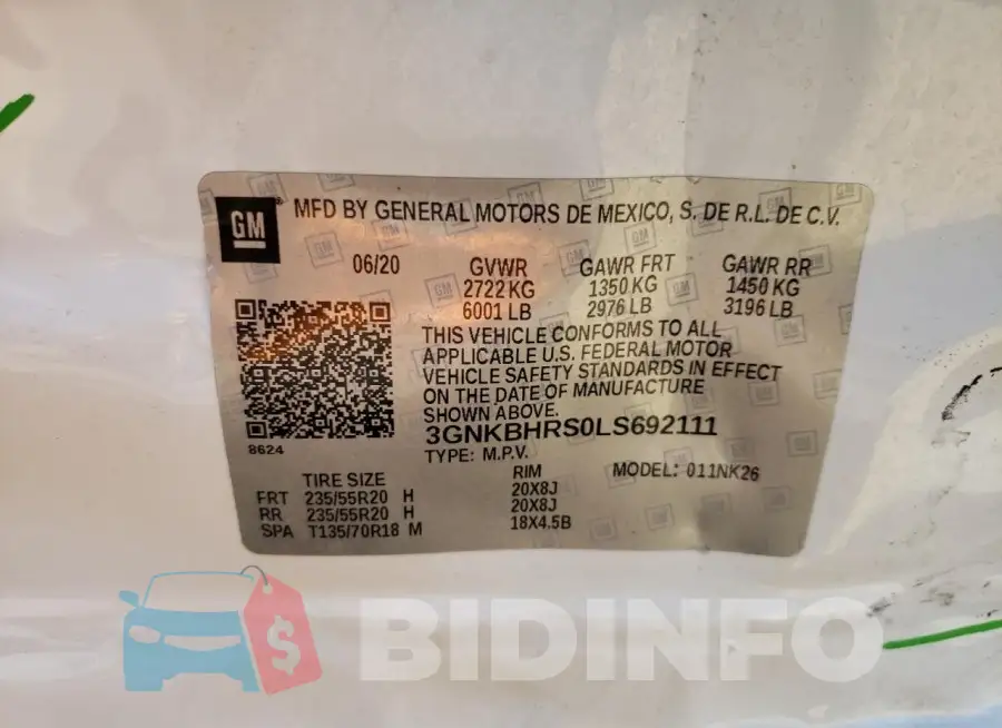 3GNKBHRS0LS692111 Photo# 12