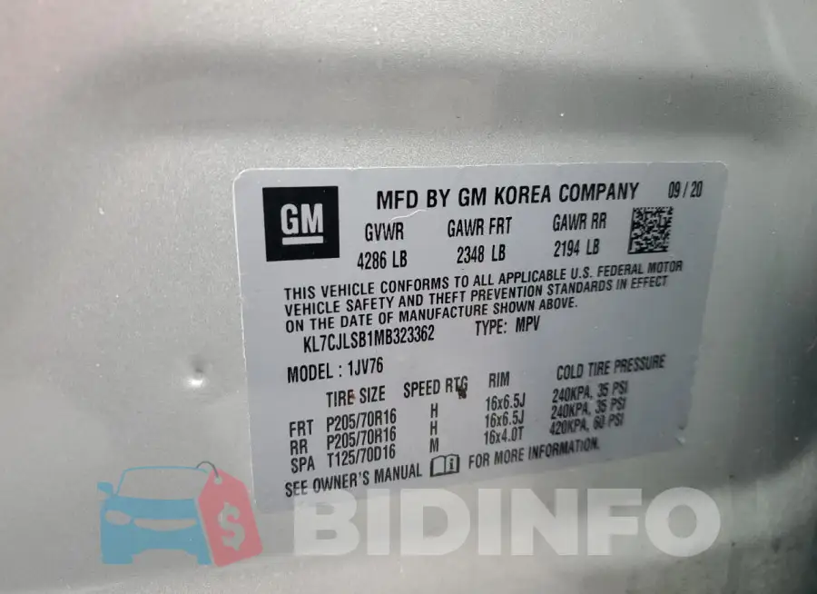 KL7CJLSB1MB323362 Photo# 13