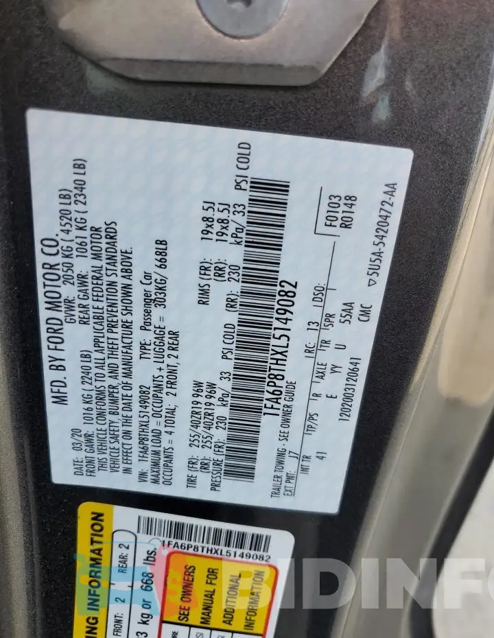 1FA6P8THXL5149082 Photo# 12