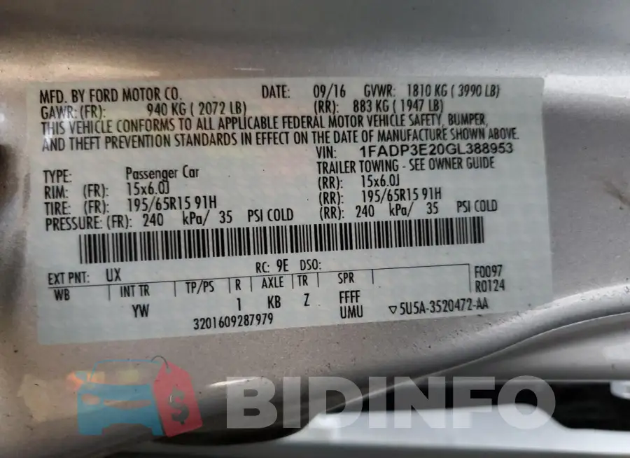 1FADP3E20GL388953 Photo# 12