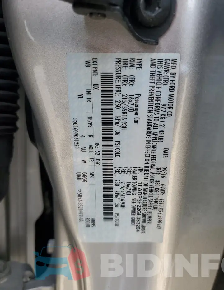 1FADP3F22GL383204 Photo# 12