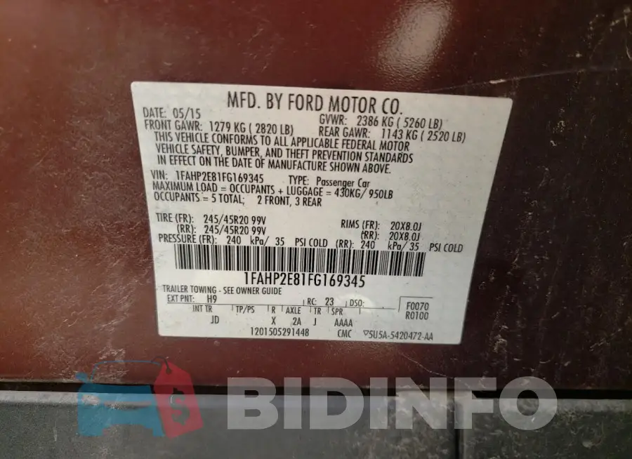 1FAHP2E81FG169345 Photo# 12