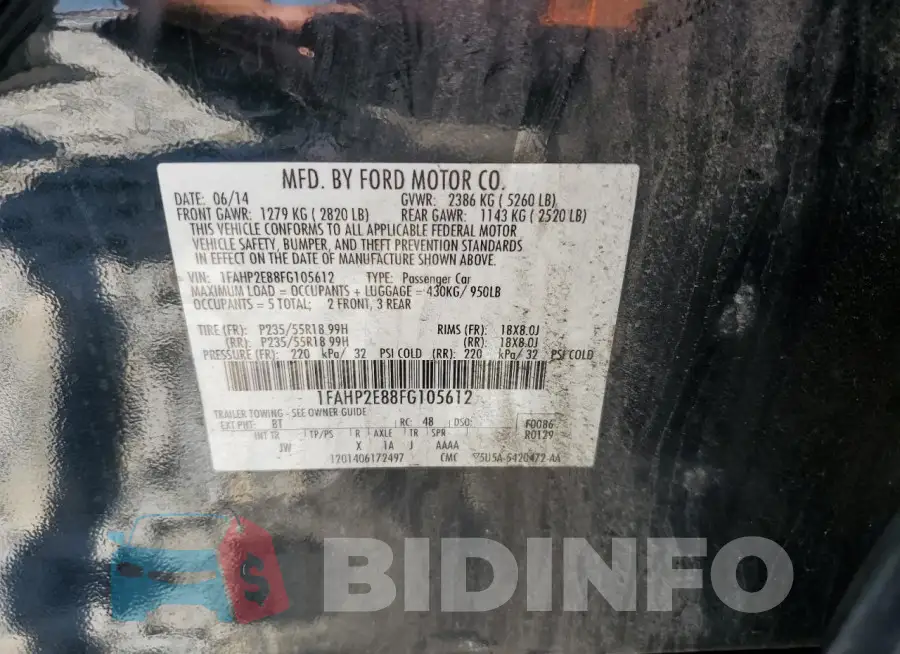 1FAHP2E88FG105612 Photo# 12