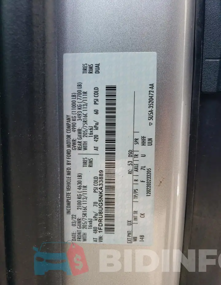 1FDRU8UG5NKA33889 Photo# 13