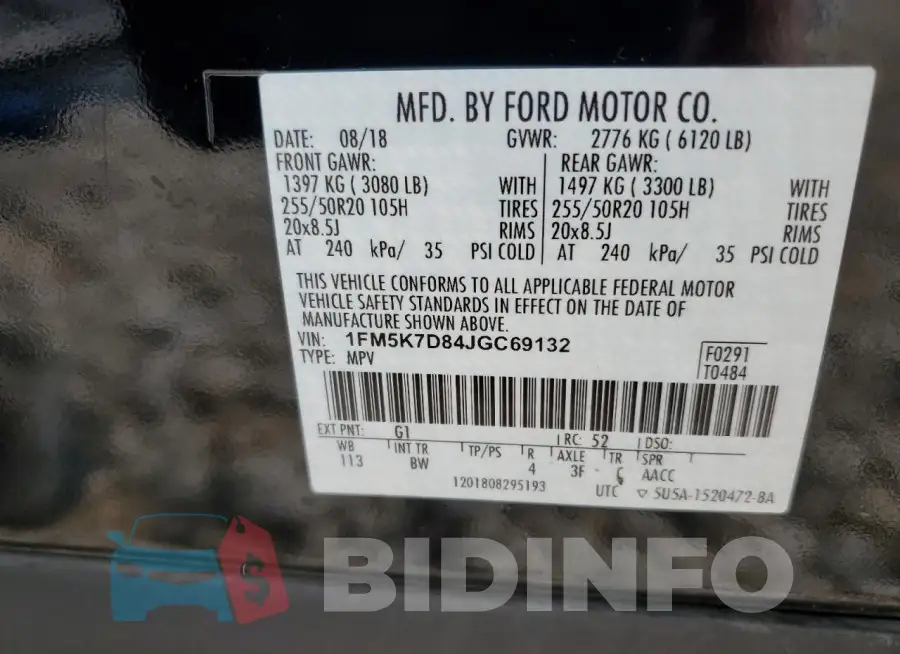 1FM5K7D84JGC69132 Photo# 12