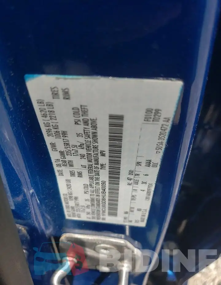 1FMCU0GD8HUB40050 Photo# 12