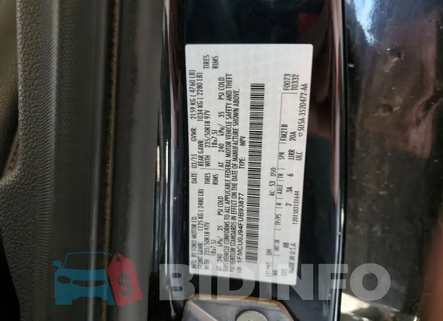 1FMCU0J94FUB93877 Photo# 13