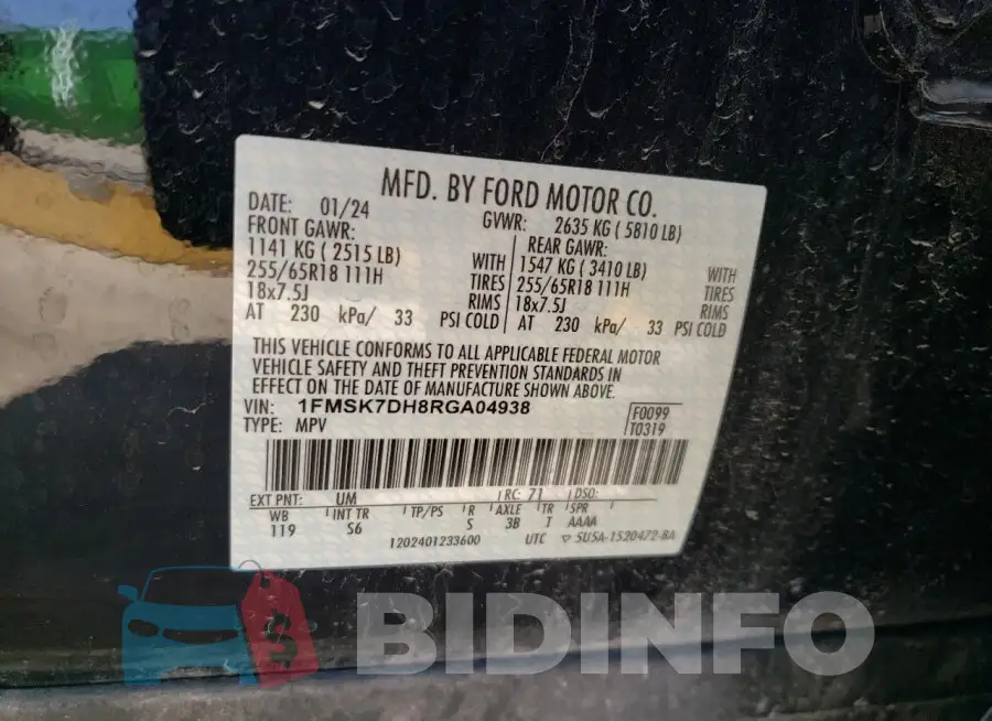 1FMSK7DH8RGA04938 Photo# 12