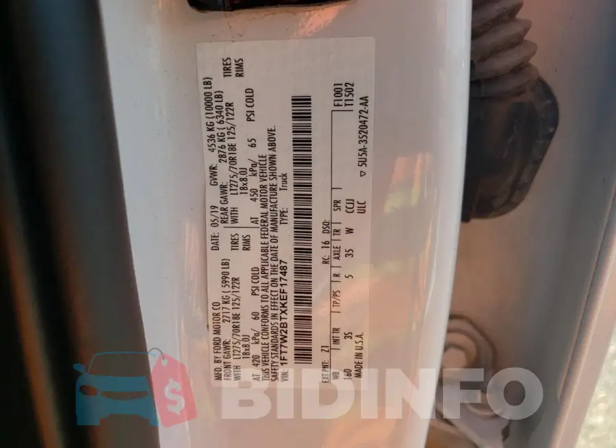 1FT7W2BTXKEF17487 Photo# 12