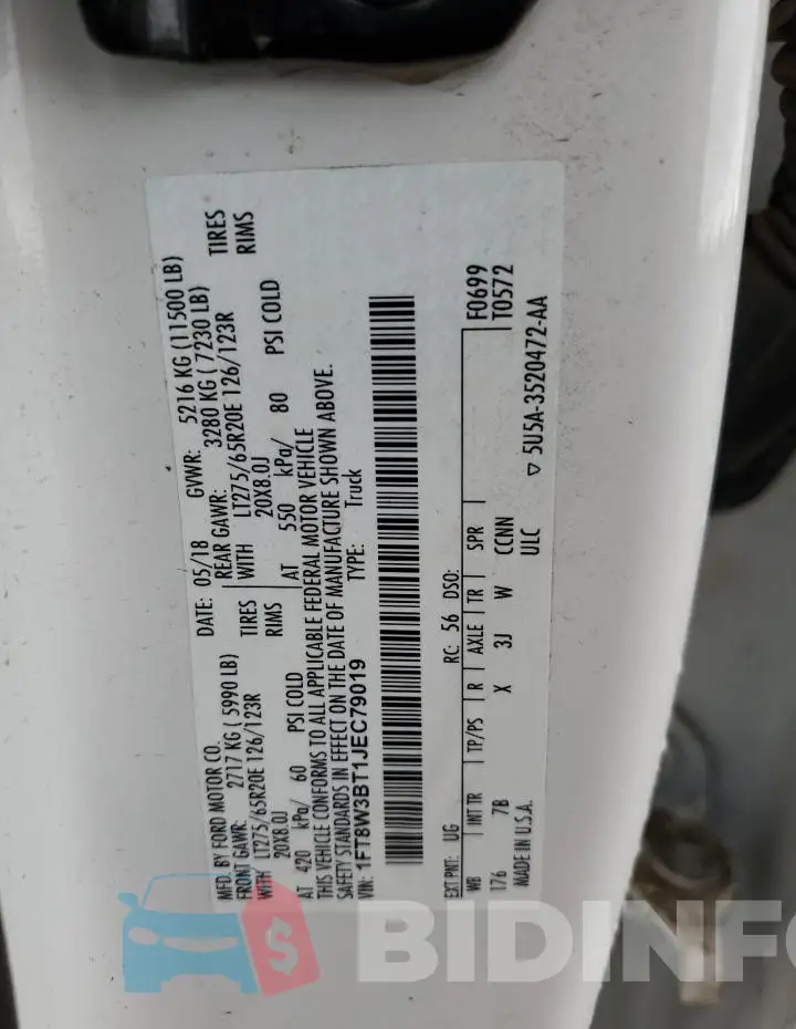 1FT8W3BT1JEC79019 Photo# 12