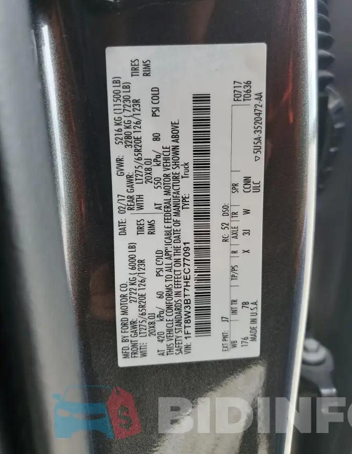 1FT8W3BT7HEC77091 Photo# 12