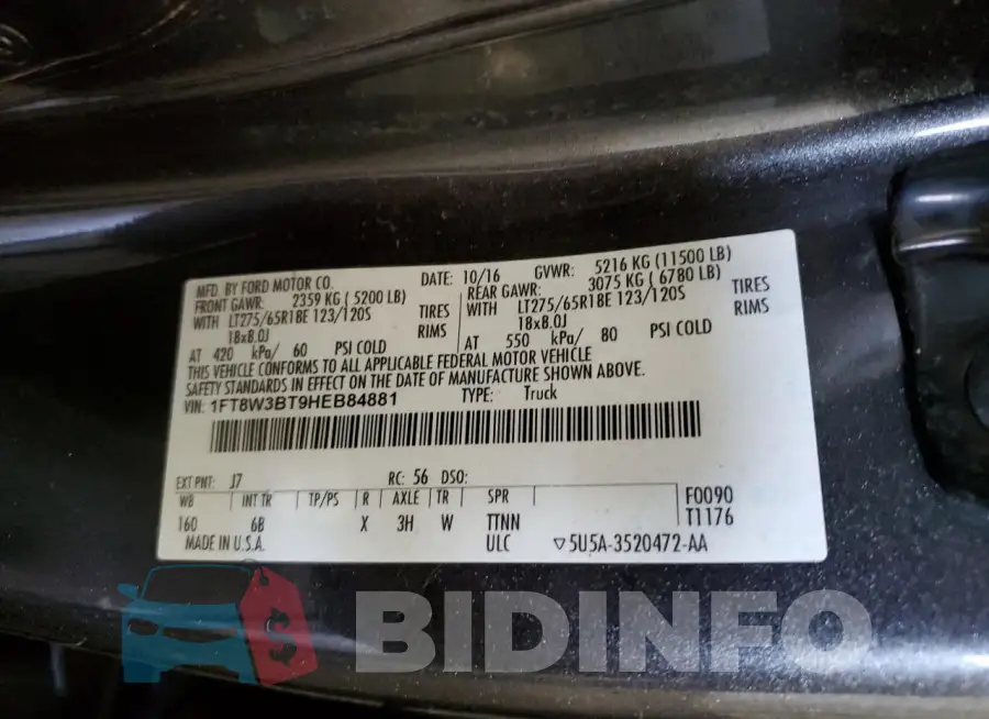 1FT8W3BT9HEB84881 Photo# 12