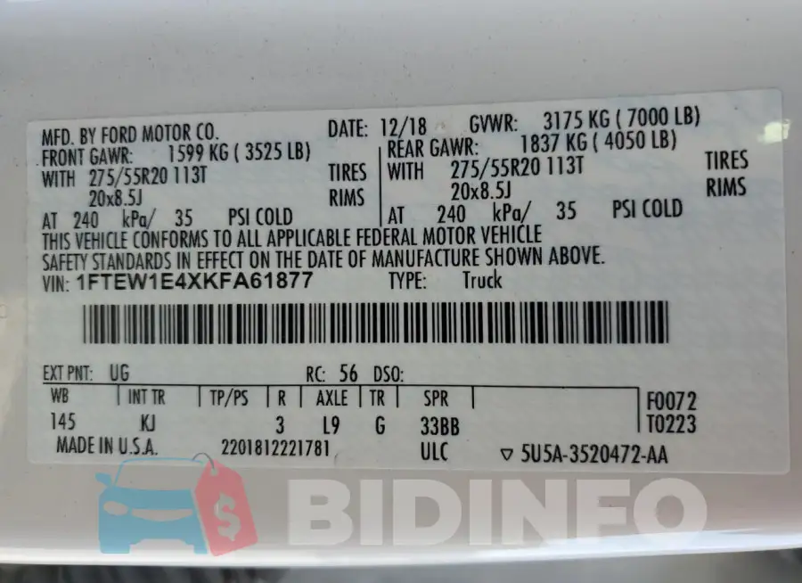 1FTEW1E4XKFA61877 Photo# 12
