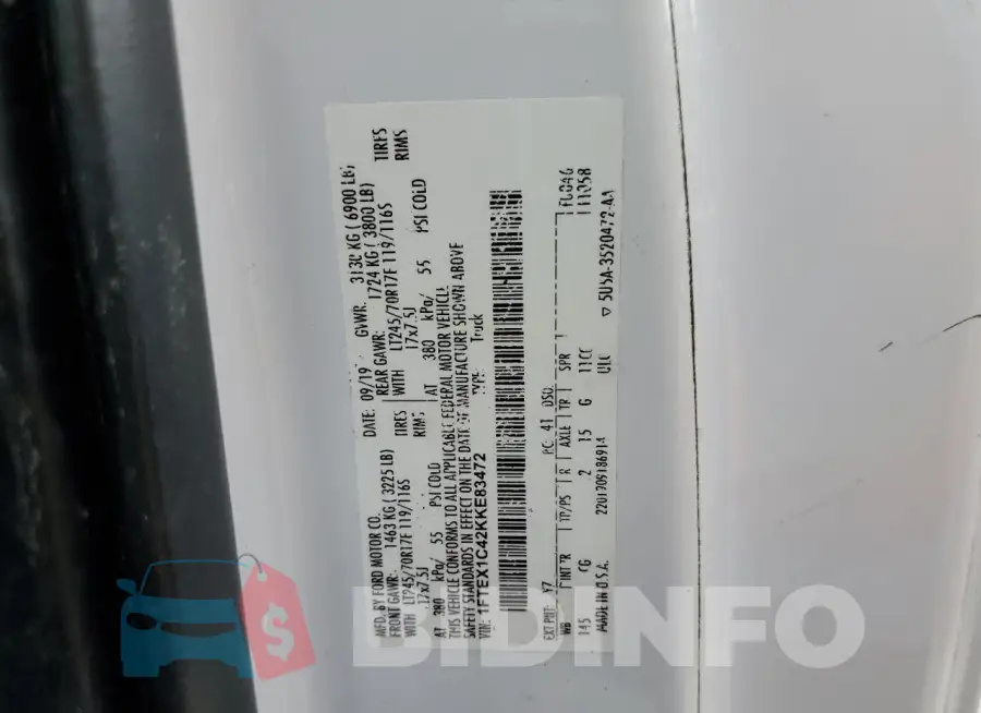 1FTEX1C42KKE83472 Photo# 13