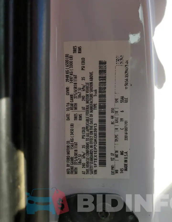 1FTEX1EP7GKG03913 Photo# 12