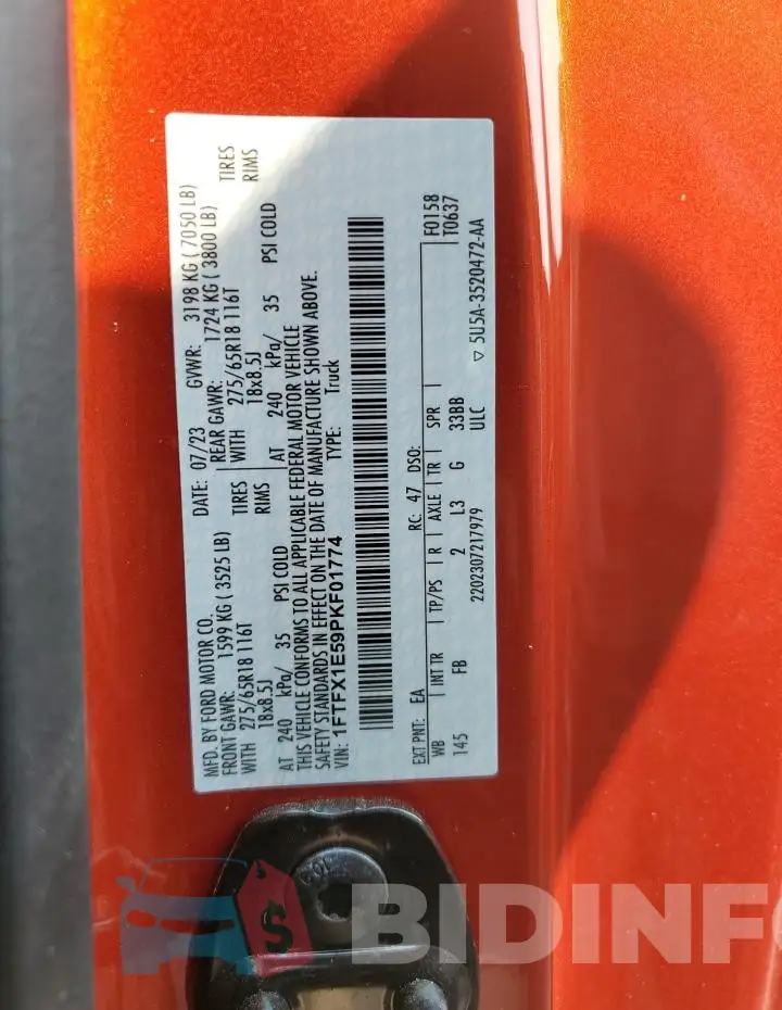1FTFX1E59PKF01774 Photo# 12