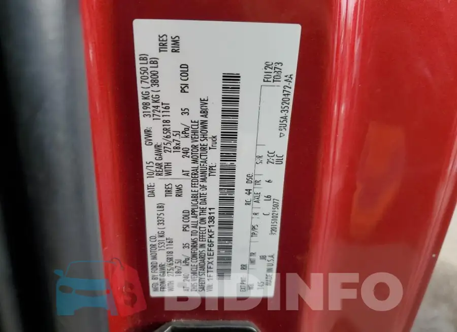 1FTFX1EF6FKF13811 Photo# 12