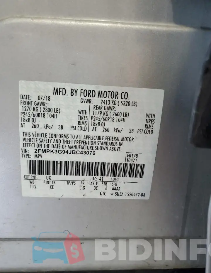 2FMPK3G94JBC43076 Photo# 14