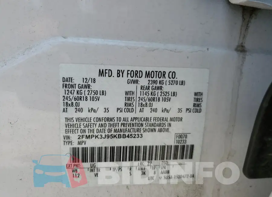 2FMPK3J95KBB45233 Photo# 14