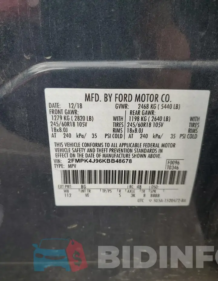 2FMPK4J96KBB48678 Photo# 13