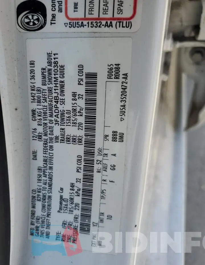 3FADP4BJ1HM103811 Photo# 12