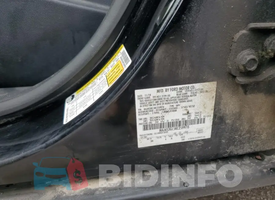 MAJ6S3GL5KC259970 Photo# 14