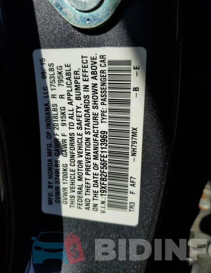 19XFB2F56FE113969 Photo# 12