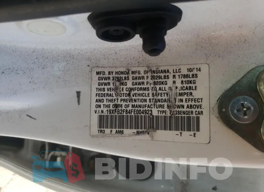 19XFB2F84FE004923 Photo# 12