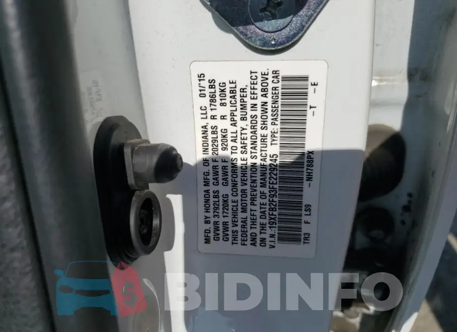 19XFB2F93FE229245 Photo# 12
