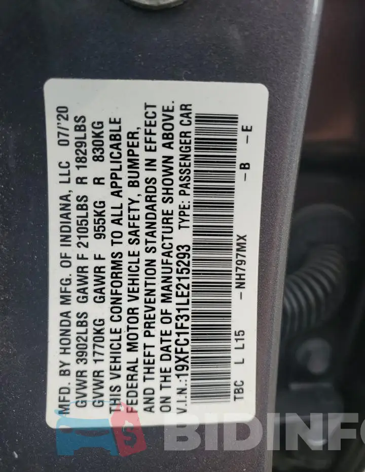 19XFC1F31LE215293 Photo# 12