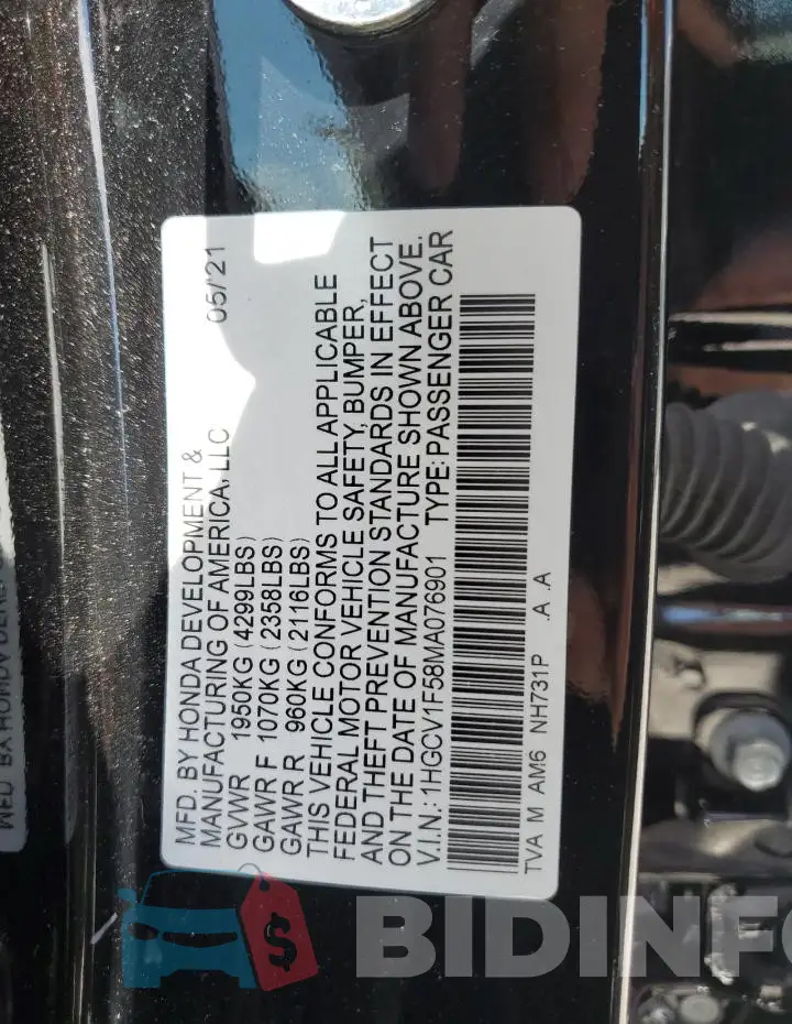 1HGCV1F58MA076901 Photo# 12