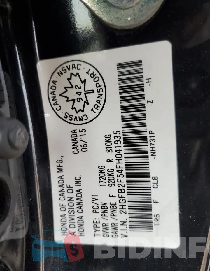 2HGFB2F54FH041935 Photo# 12