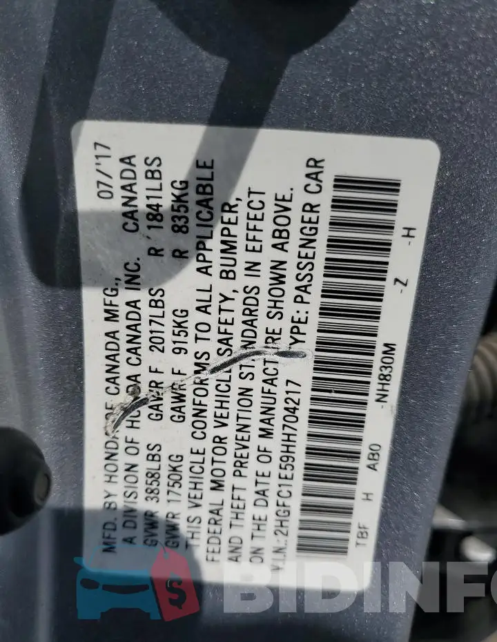 2HGFC1E59HH704217 Photo# 12