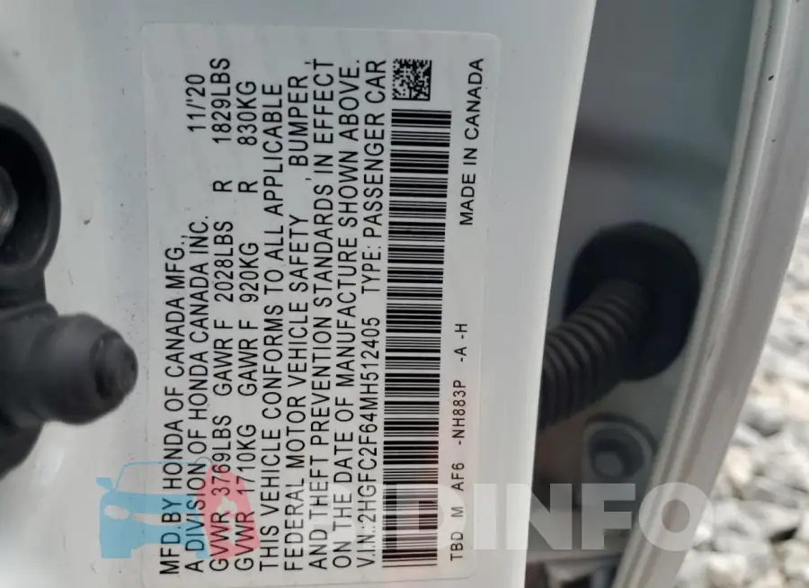 2HGFC2F64MH512405 Photo# 13