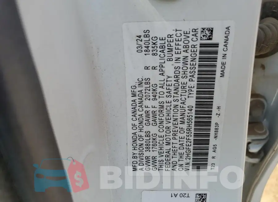 2HGFE2F55RH565140 Photo# 13