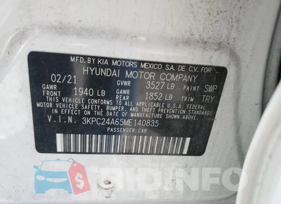 3KPC24A65ME140835 Photo# 13