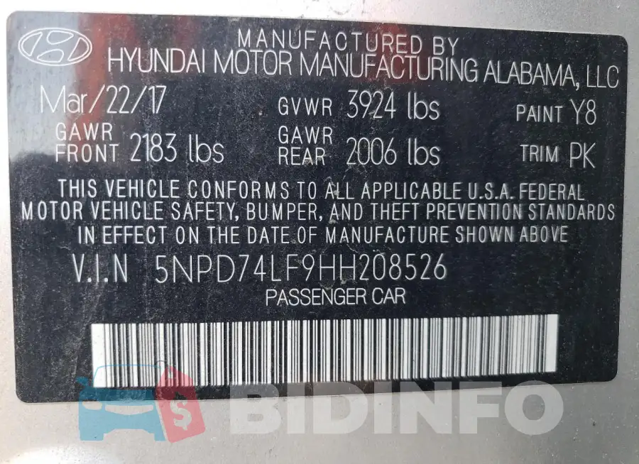 5NPD74LF9HH208526 Photo# 12