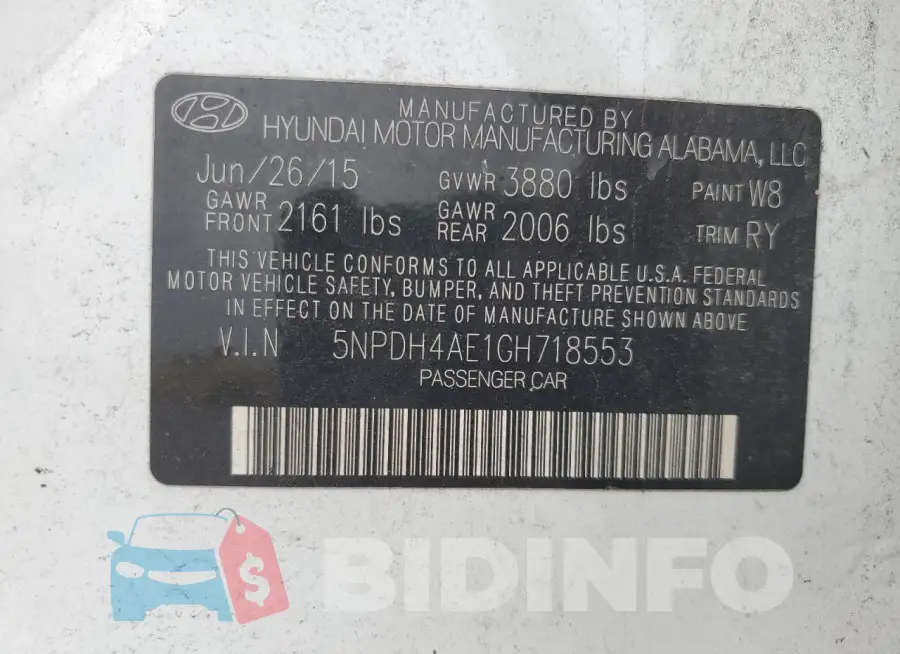 5NPDH4AE1GH718553 Photo# 12