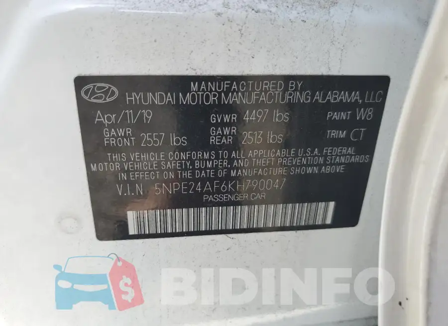 5NPE24AF6KH790047 Photo# 12