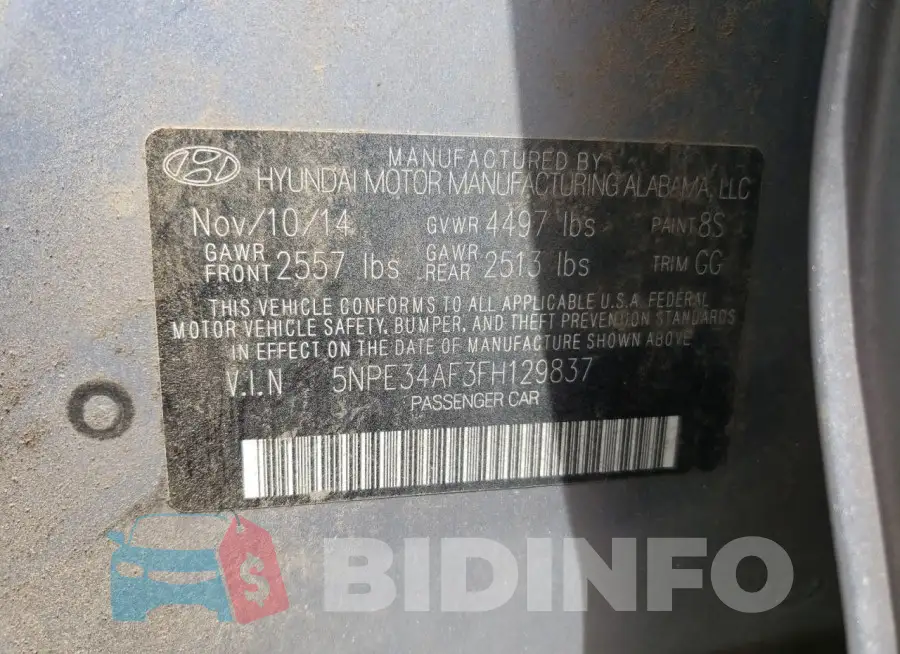 5NPE34AF3FH129837 Photo# 13