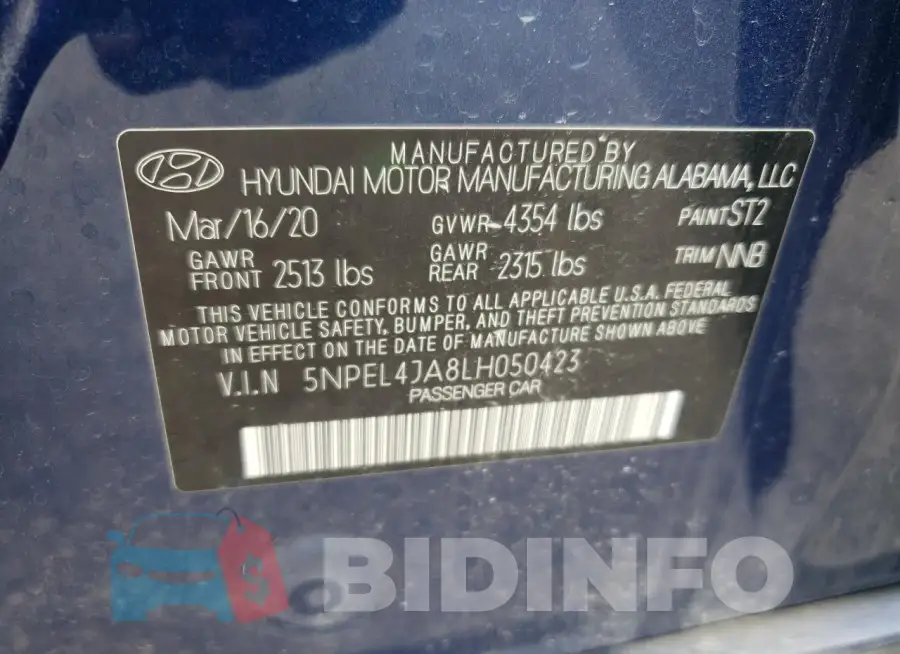 5NPEL4JA8LH050423 Photo# 12