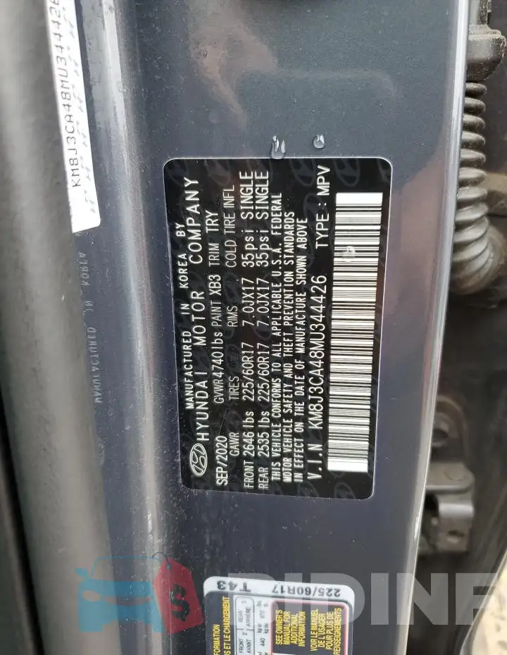 KM8J3CA48MU344426 Photo# 14