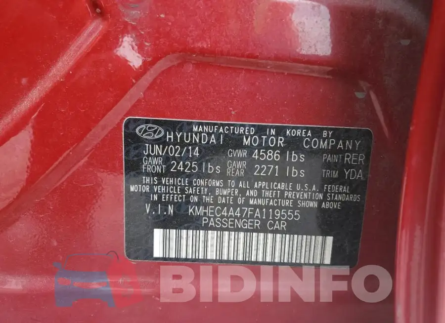 KMHEC4A47FA119555 Photo# 12