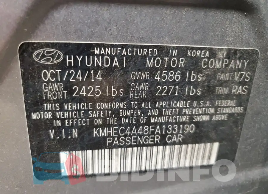 KMHEC4A48FA133190 Photo# 12